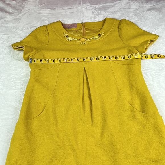 Circle mod stylemustard yellow shift dress, size 165/88a or small - Picture 6 of 13
